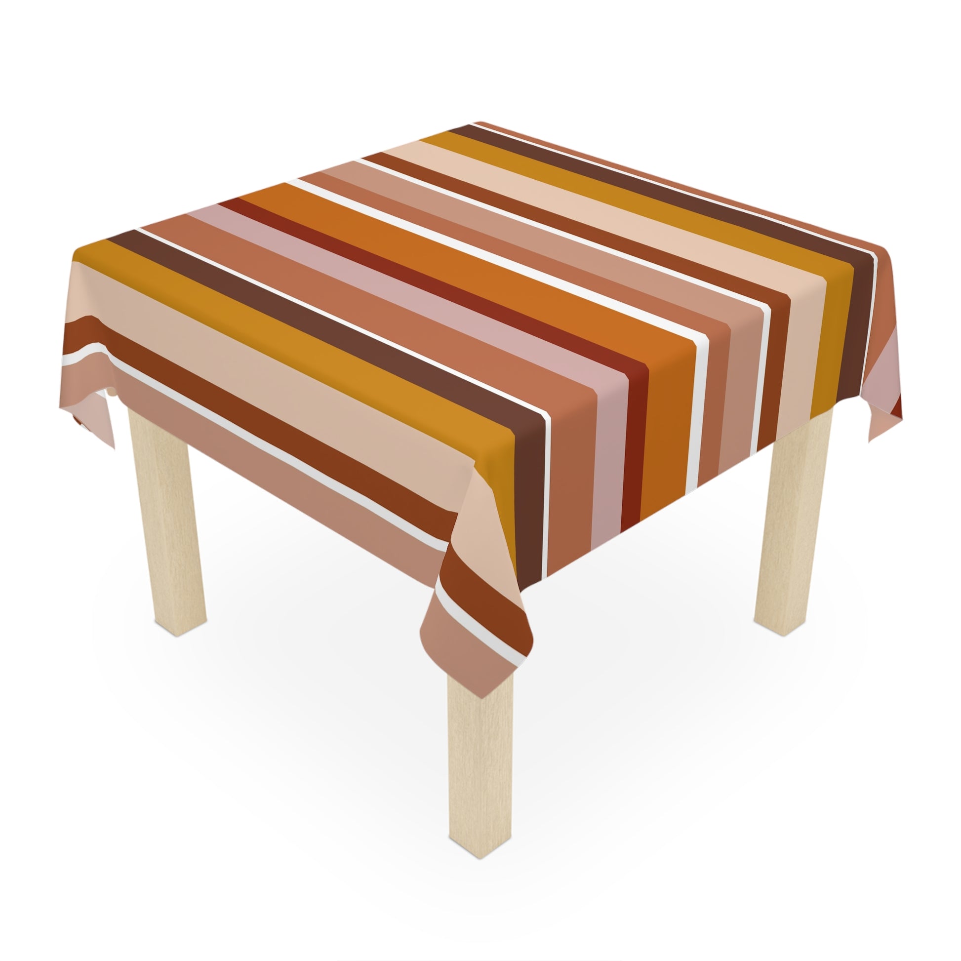 Earth tone African table cover with geometric patterns
