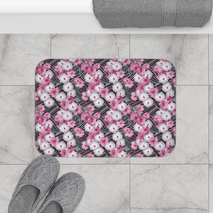 Pink Floral Bath Mat-Sanktuari Decor