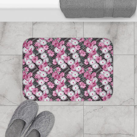 Pink Floral Bath Mat-Sanktuari Decor