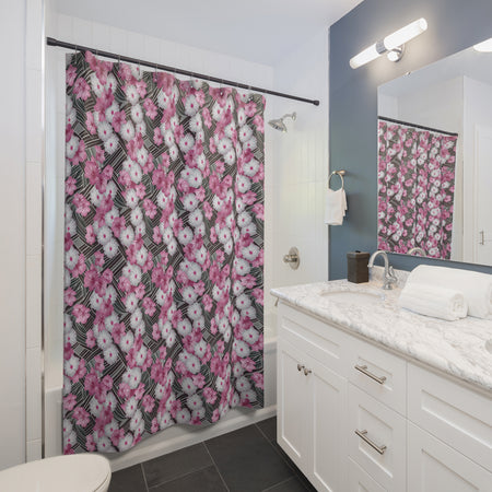 Pink Floral Shower Curtain-Sanktuari Decor