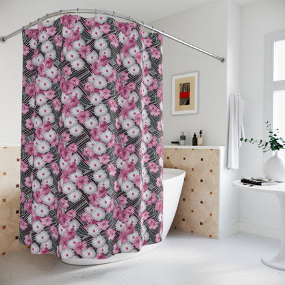 Pink Floral Shower Curtain-Sanktuari Decor