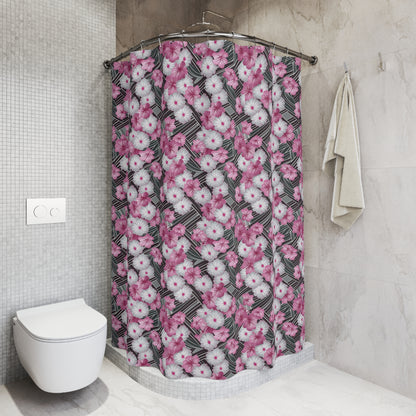 Pink Floral Shower Curtain-Sanktuari Decor