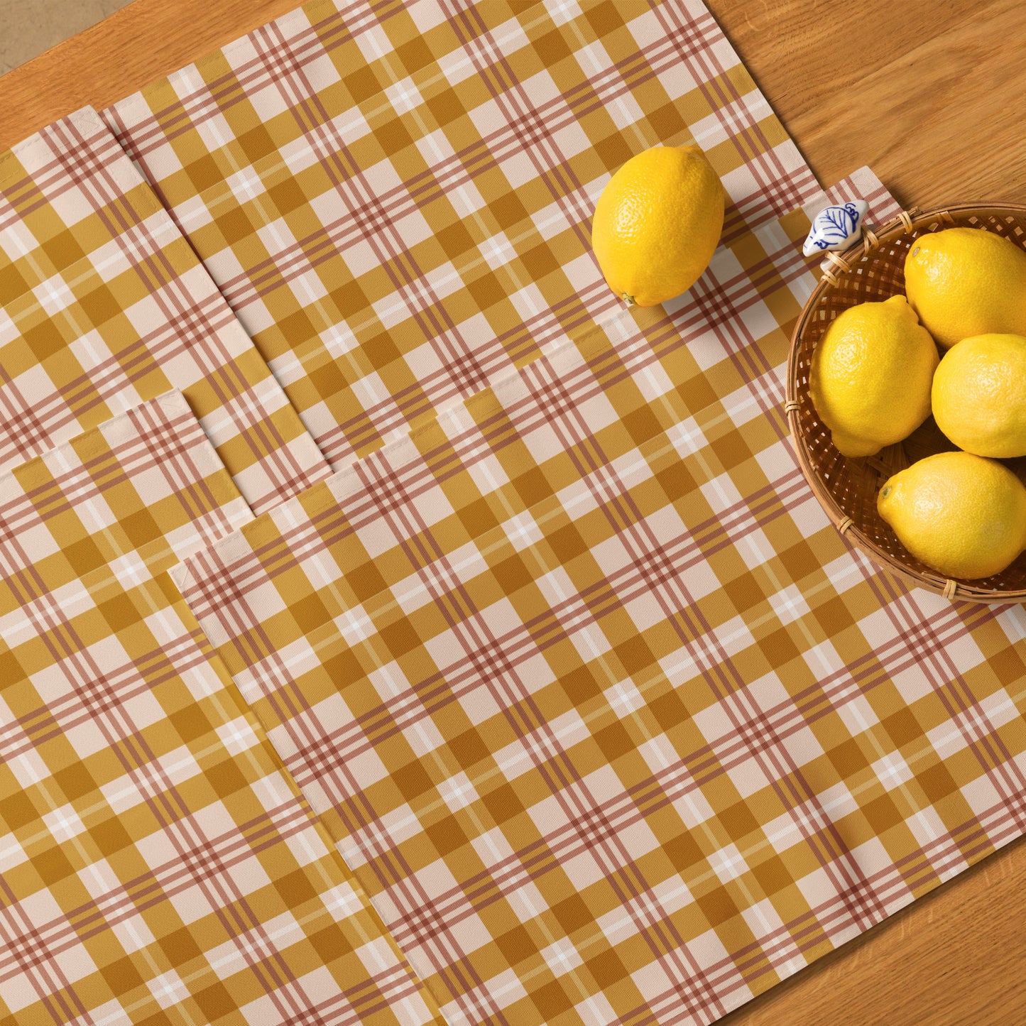 Boho mudcloth placemat set with neutral tribal print for modern kitchens.