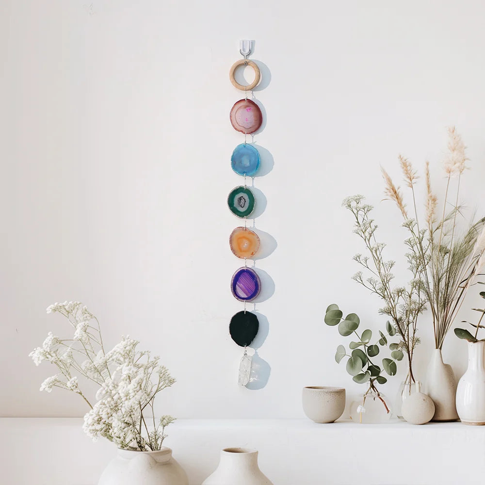 7 Rings Chakra Stone Mini Tree of Life Wall Hanging Decor