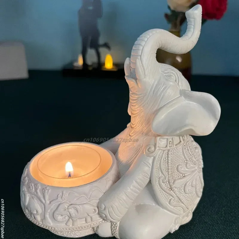 Elephant Trunks Up Sculpture Tealight Candle Holder