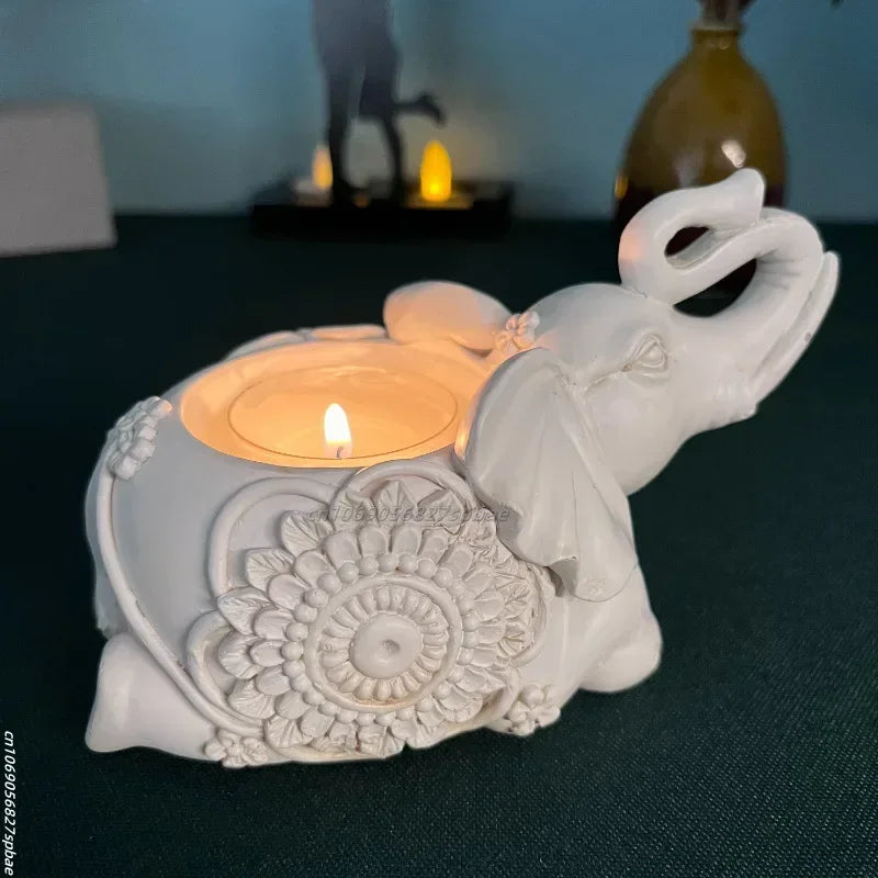 Elephant Trunks Up Sculpture Tealight Candle Holder