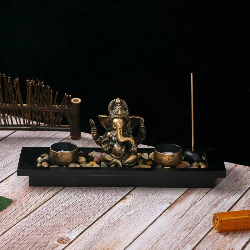 Ganesh Candle Holder & Incense Stick Burner Set