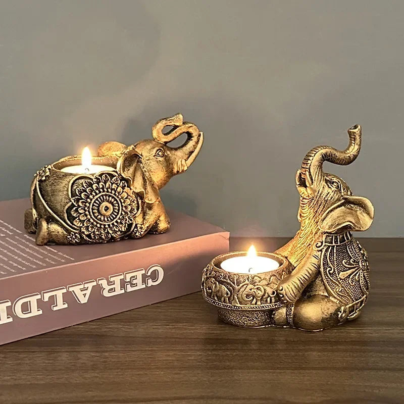 Elephant Trunks Up Sculpture Tealight Candle Holder