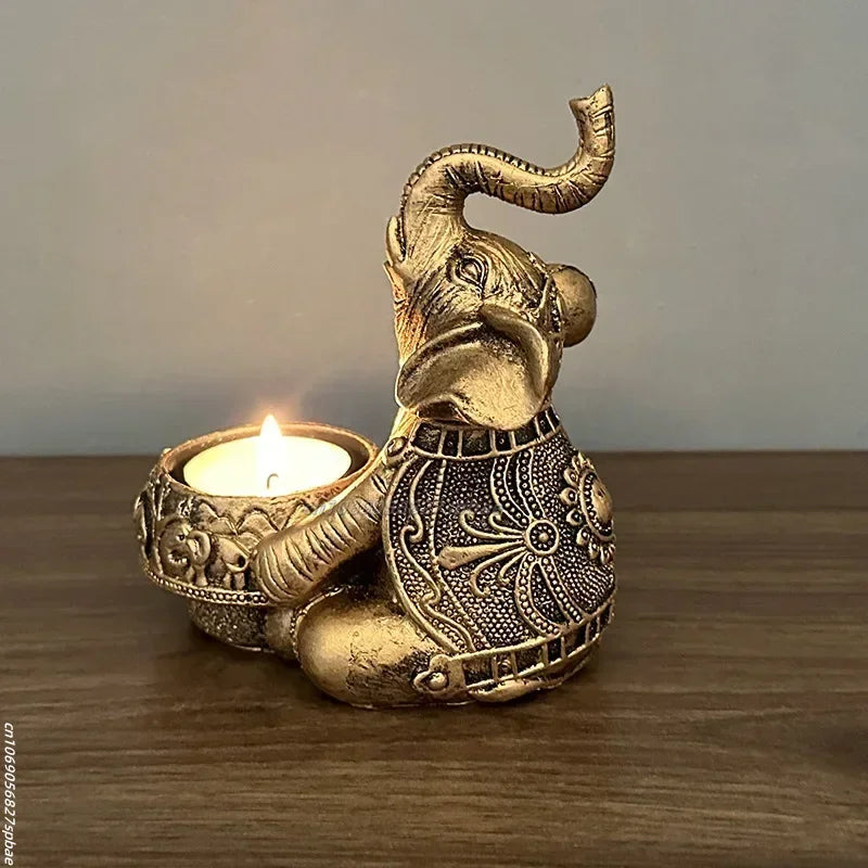 Elephant Trunks Up Sculpture Tealight Candle Holder