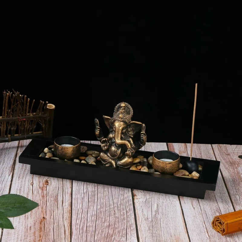 Ganesh Candle Holder & Incense Stick Burner Set