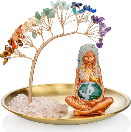 7 Chakra Healing Crystals Tree Gaia Tray