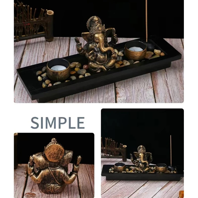 Ganesh Candle Holder & Incense Stick Burner Set