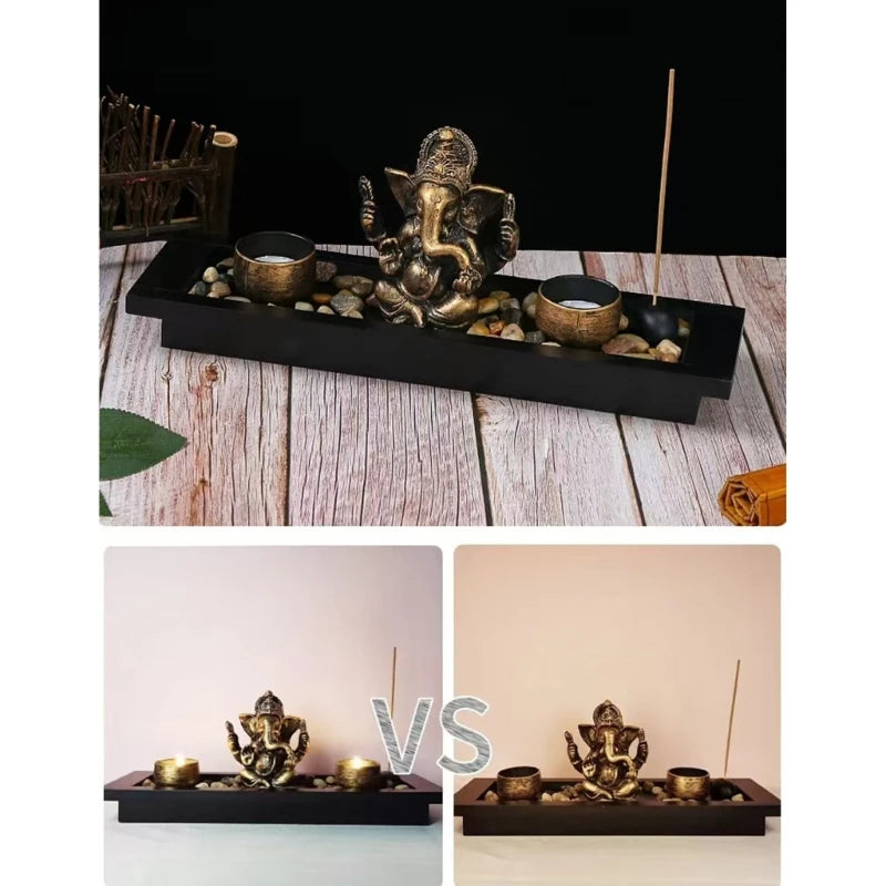 Ganesh Candle Holder & Incense Stick Burner Set