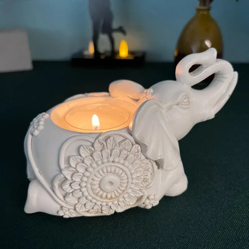 Elephant Trunks Up Sculpture Tealight Candle Holder