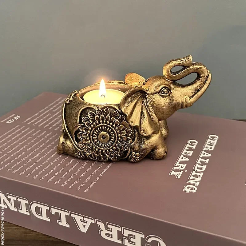 Elephant Trunks Up Sculpture Tealight Candle Holder