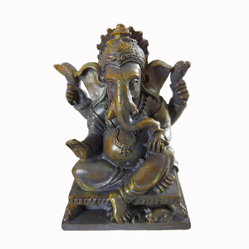 Mini Golden Ganesh Elephant God Sculpture Figurines Ornaments