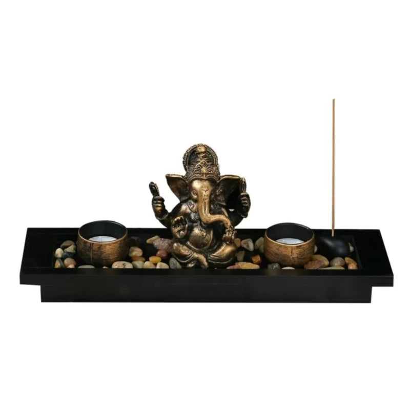 Ganesh Candle Holder & Incense Stick Burner Set