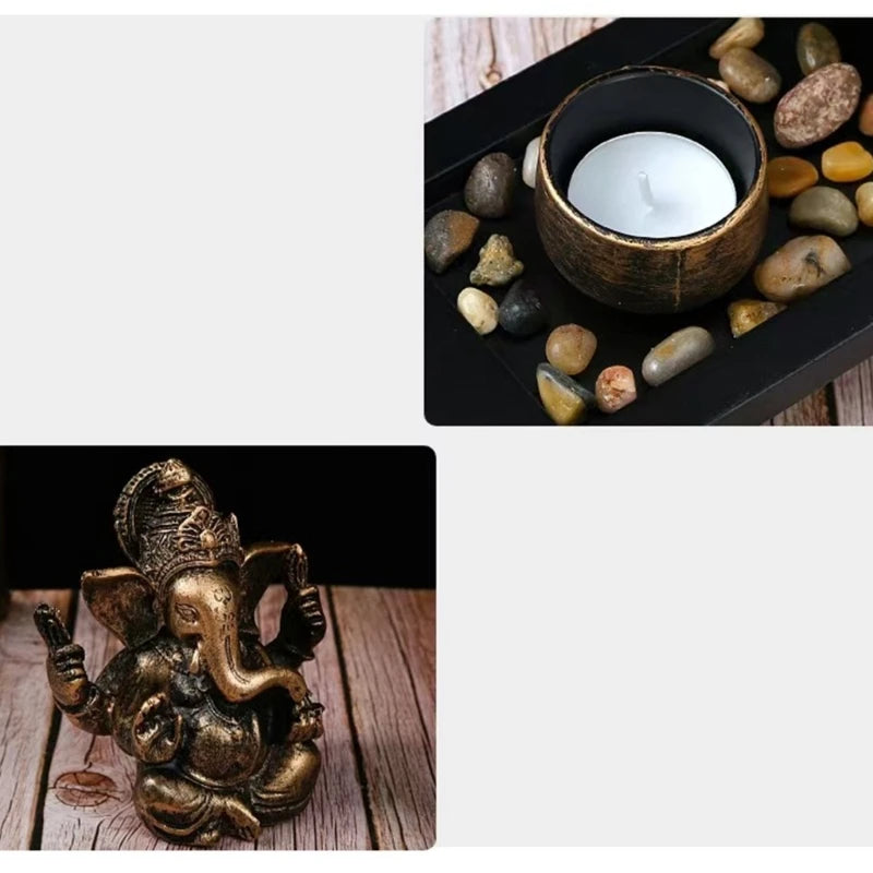 Ganesh Candle Holder & Incense Stick Burner Set