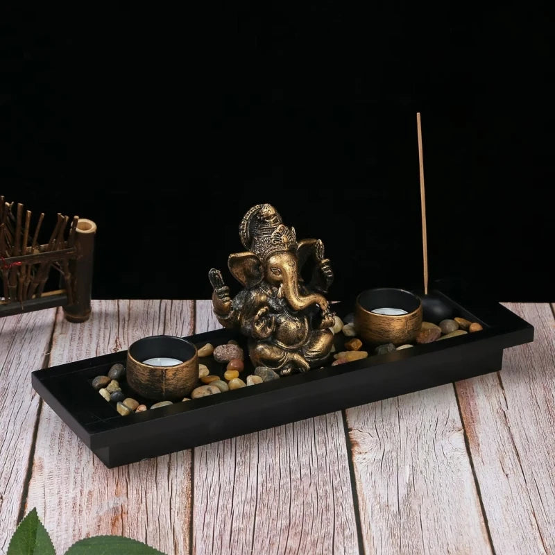 Ganesh Candle Holder & Incense Stick Burner Set