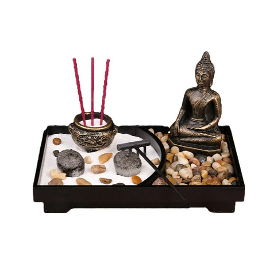 Zen Buddha Incense Burner and Candle Holder Set