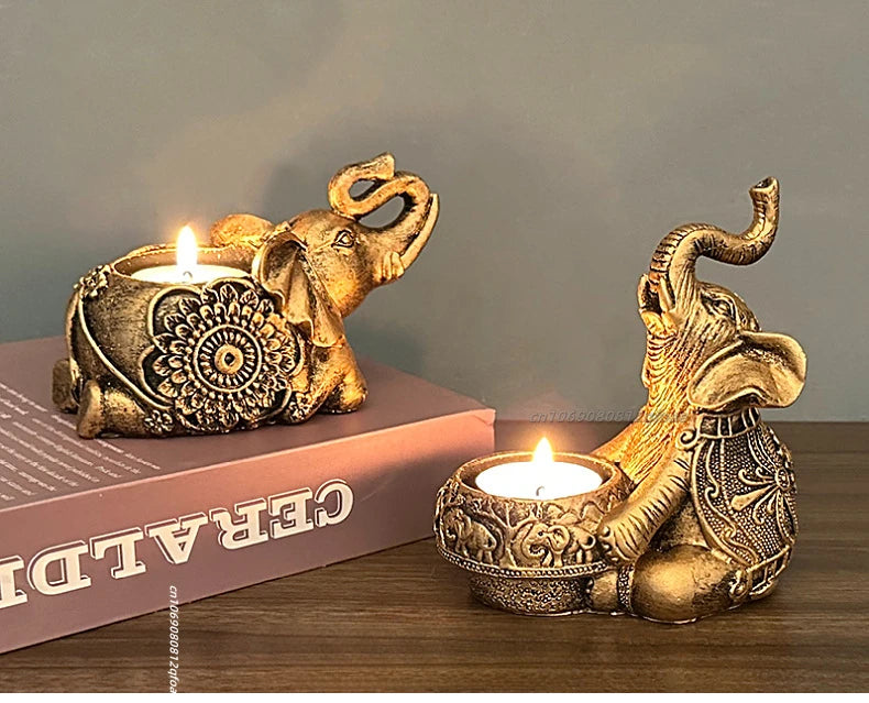 Elephant Trunks Up Sculpture Tealight Candle Holder