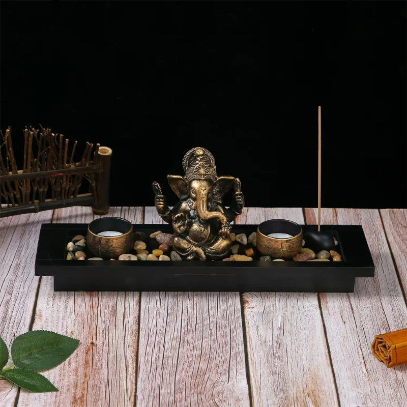 Ganesh Candle Holder & Incense Stick Burner Set