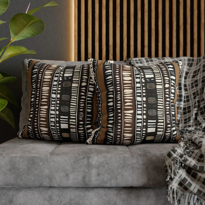 Striped Mudcloth Bogolan Throw Pillow-Sanktuari Decor