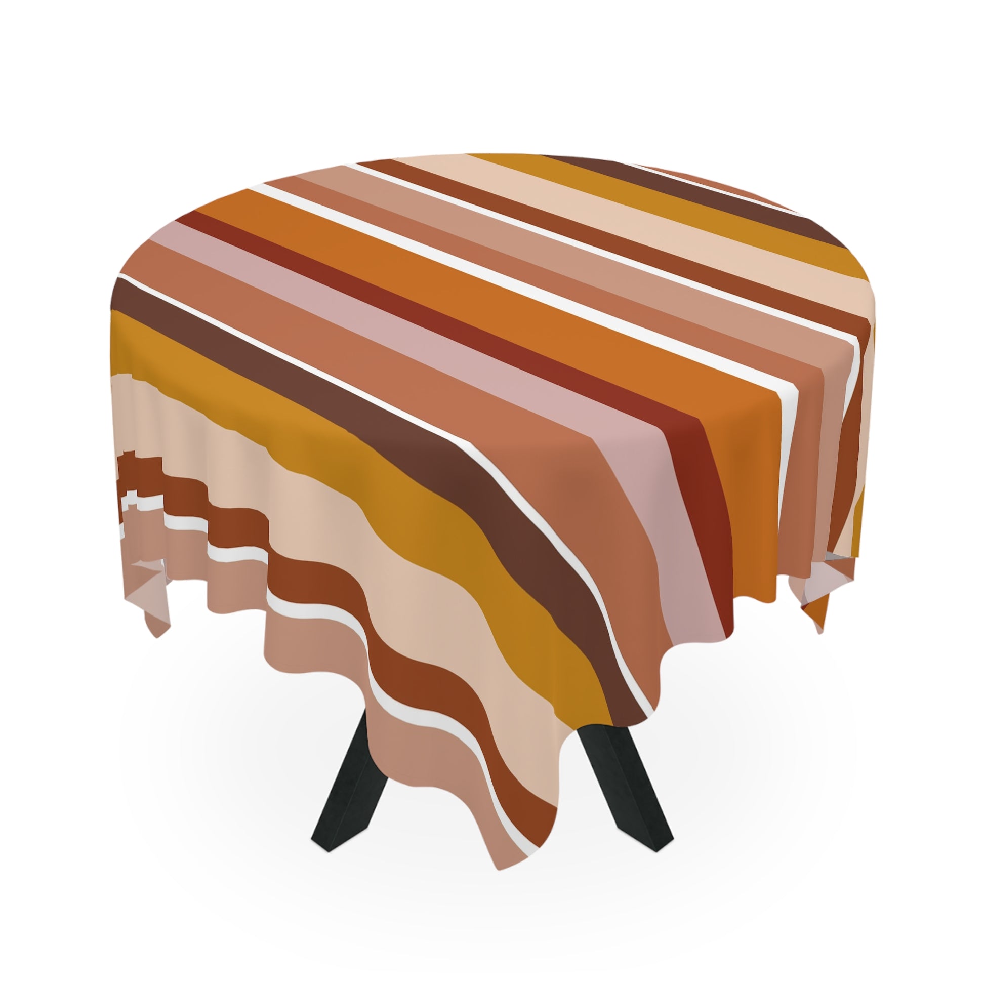 Earth tone African table cover with geometric patterns