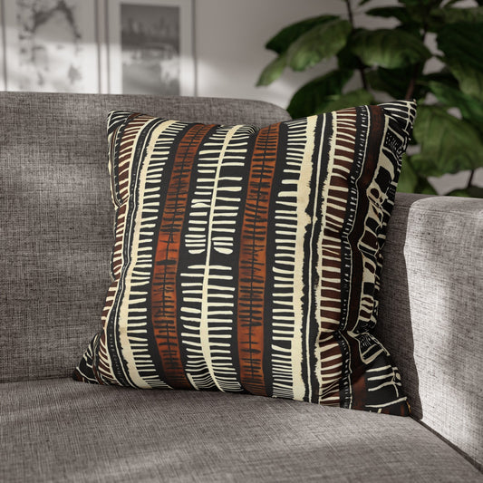 Striped in Orange Mudcloth Pillow & Pillow Cover-Sanktuari Decor