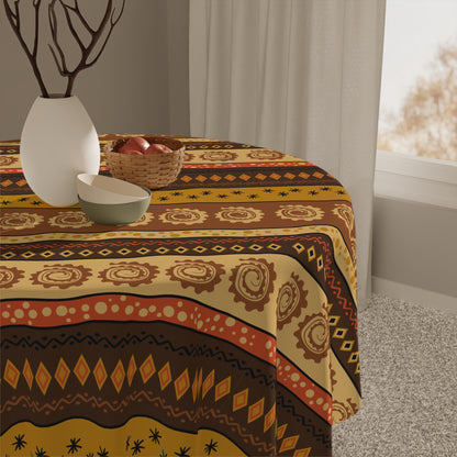 African mudcloth print tablecloth on dining table