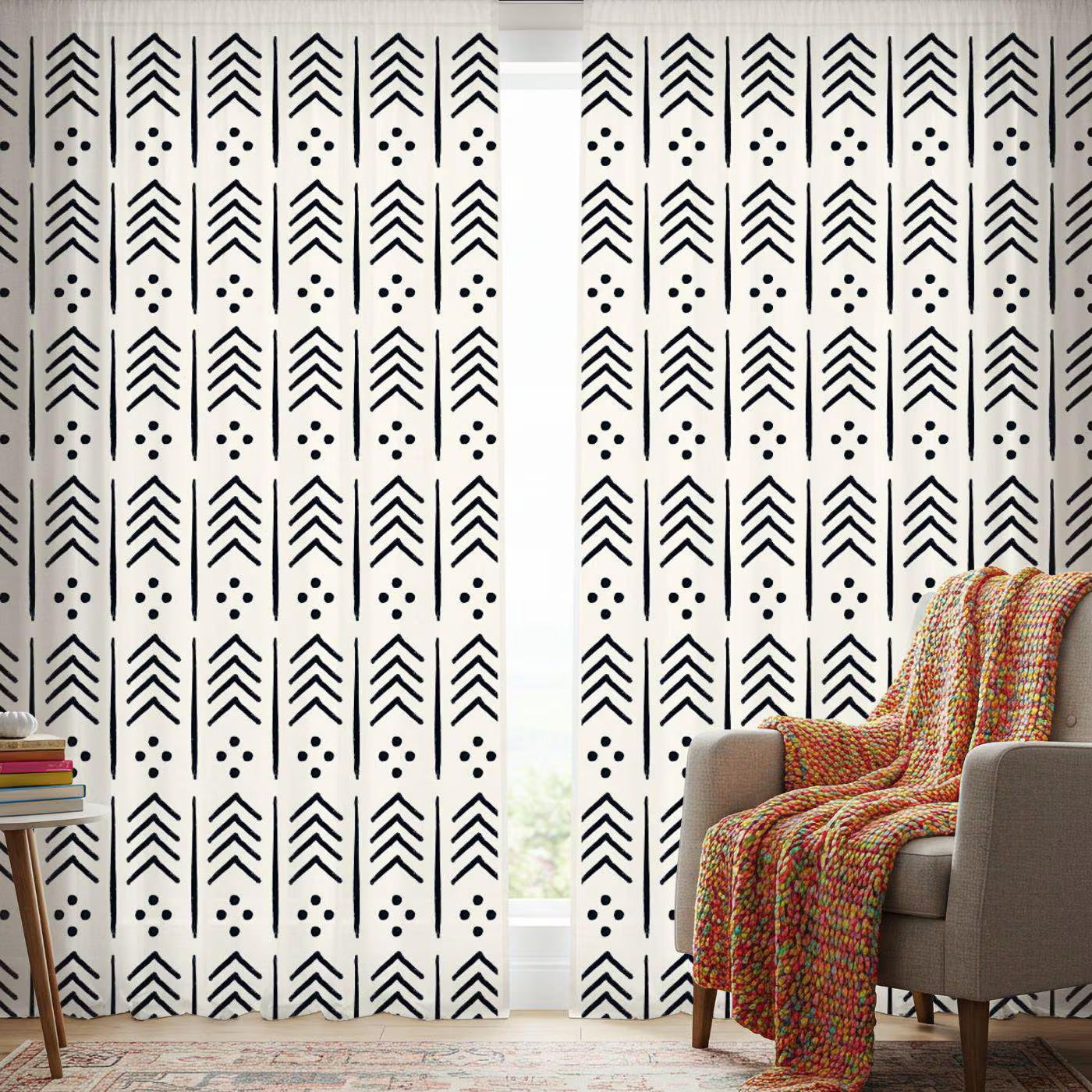  Chevron Pattern Window Curtains