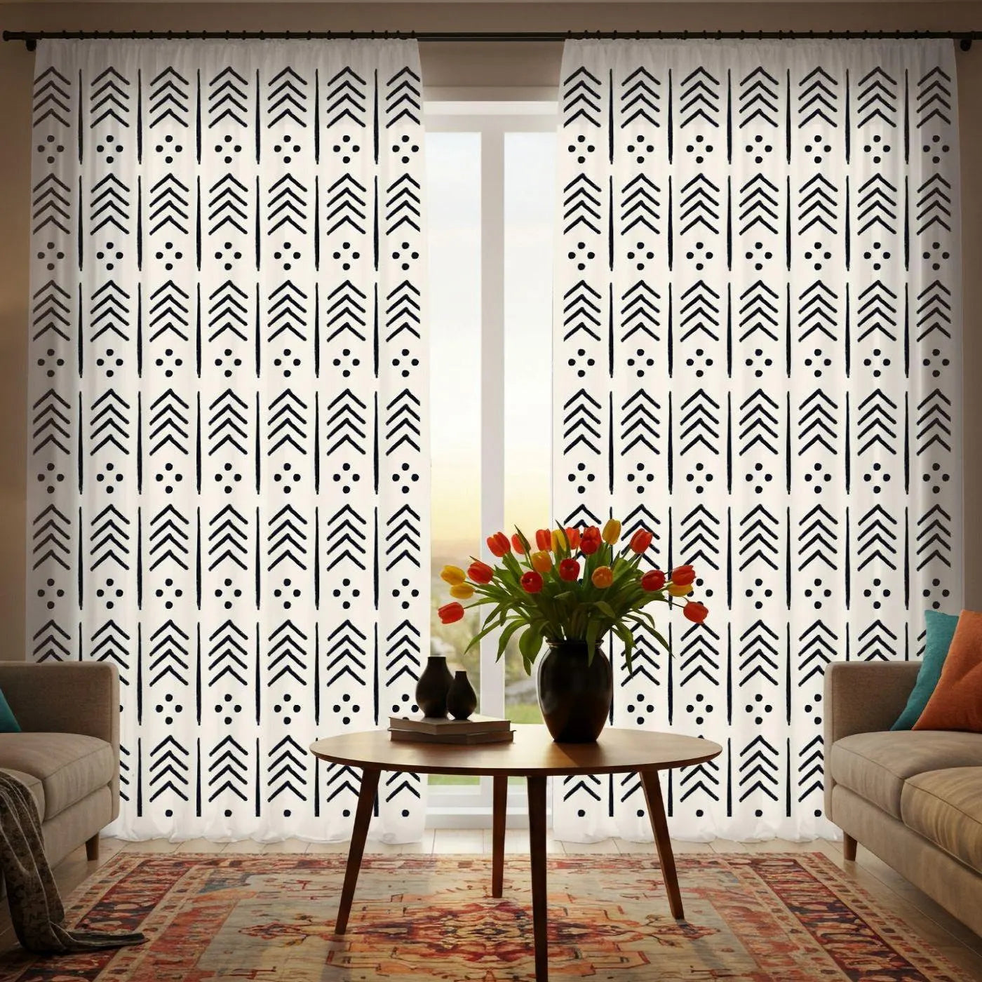 Tribal print curtains