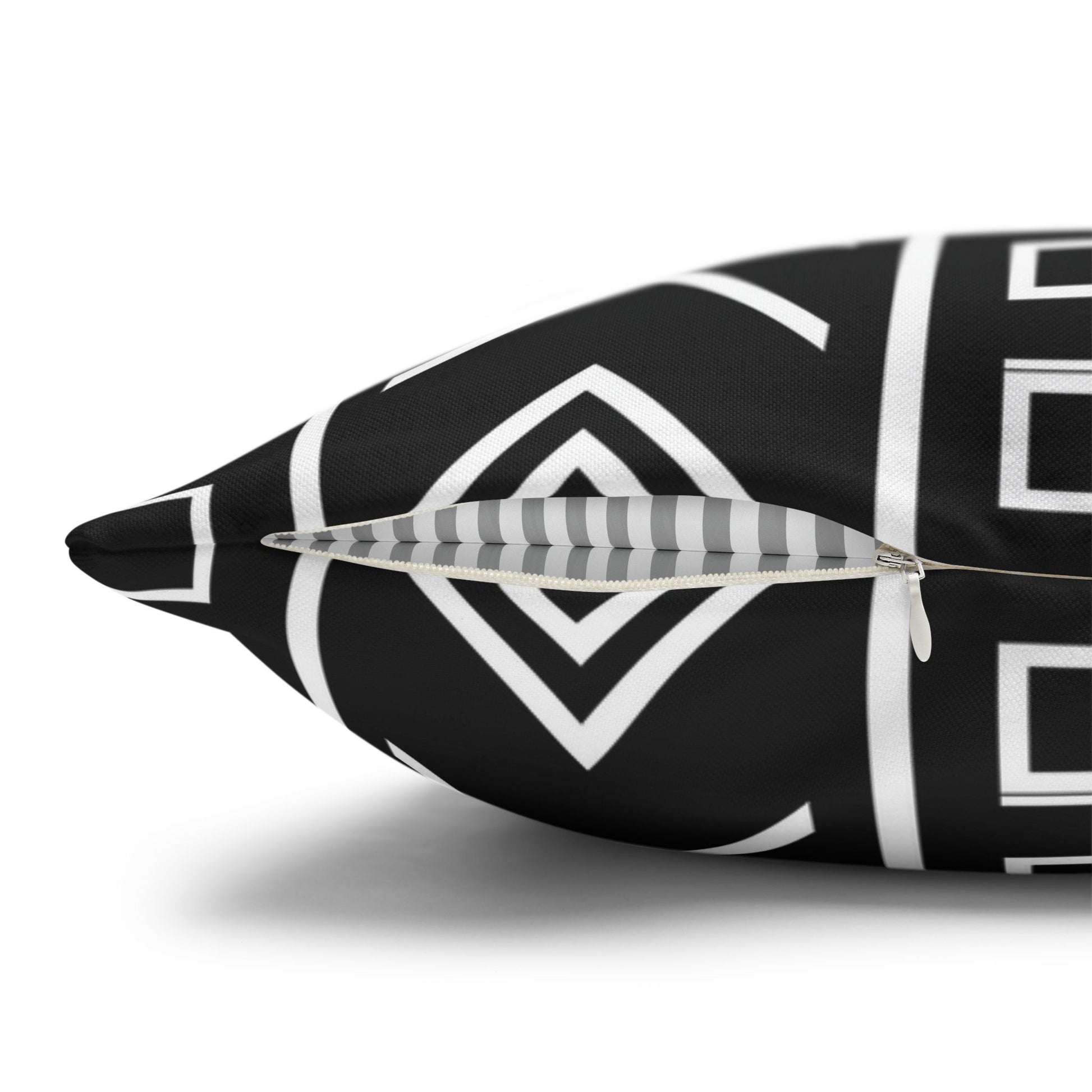 Decorative pillow with geometric pattern on a white background