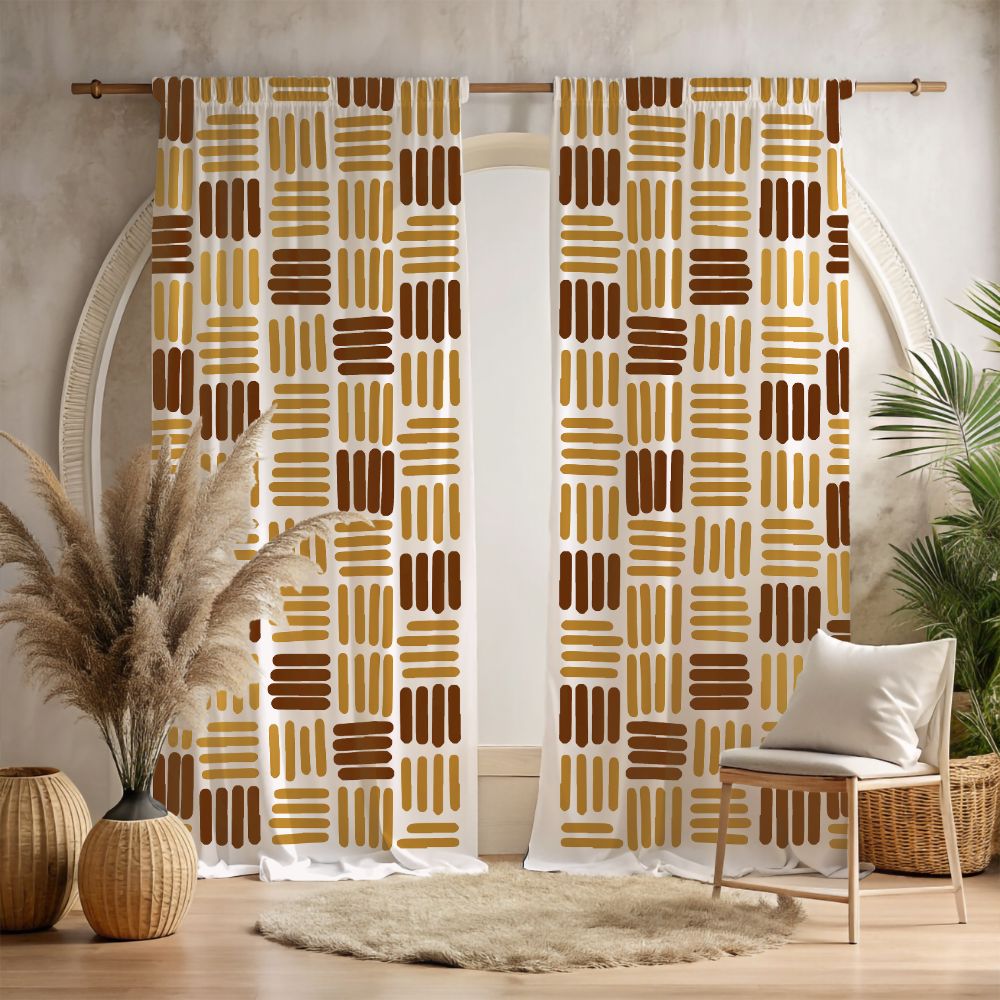 Blackout mudcloth window drapes 96 inch