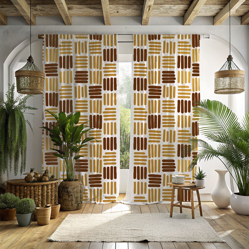 Cotton mudcloth window curtains 50x84