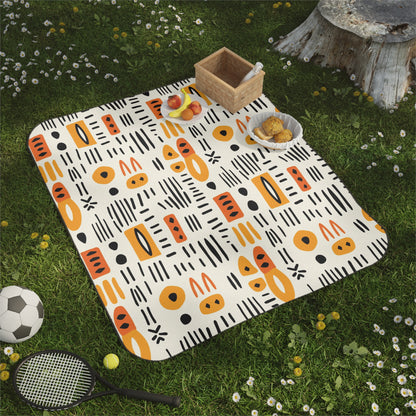 Tribal Mudcloth Pattern Picnic Blanket-Sanktuari Decor