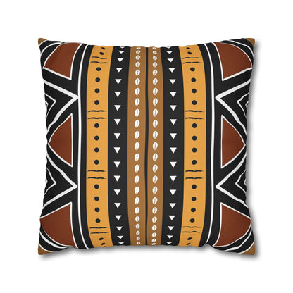 Decorative pillow with tribal pattern on a white background
