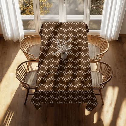 Boho tribal pattern tablecloth in modern kitchen
