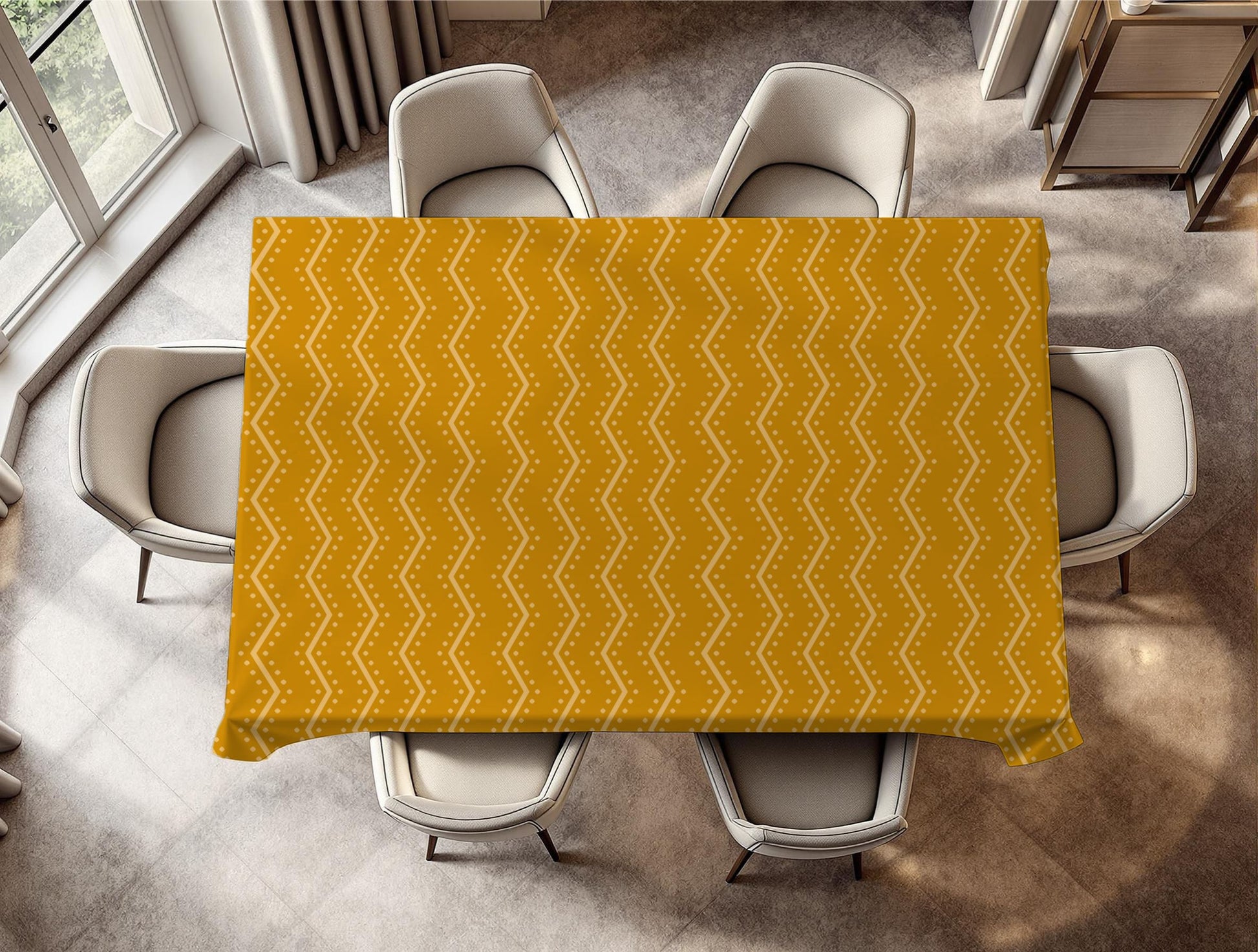 African mudcloth print tablecloth on dining table