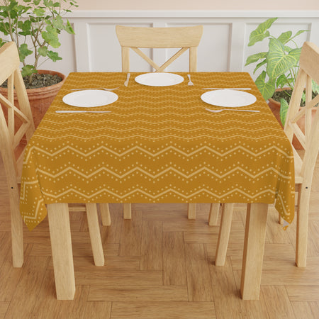 Boho tribal pattern tablecloth in modern kitchen