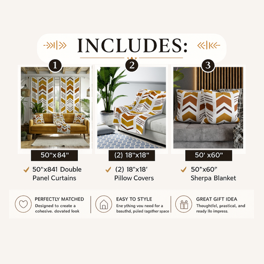 White Bogolan Mudcloth Living Room Set