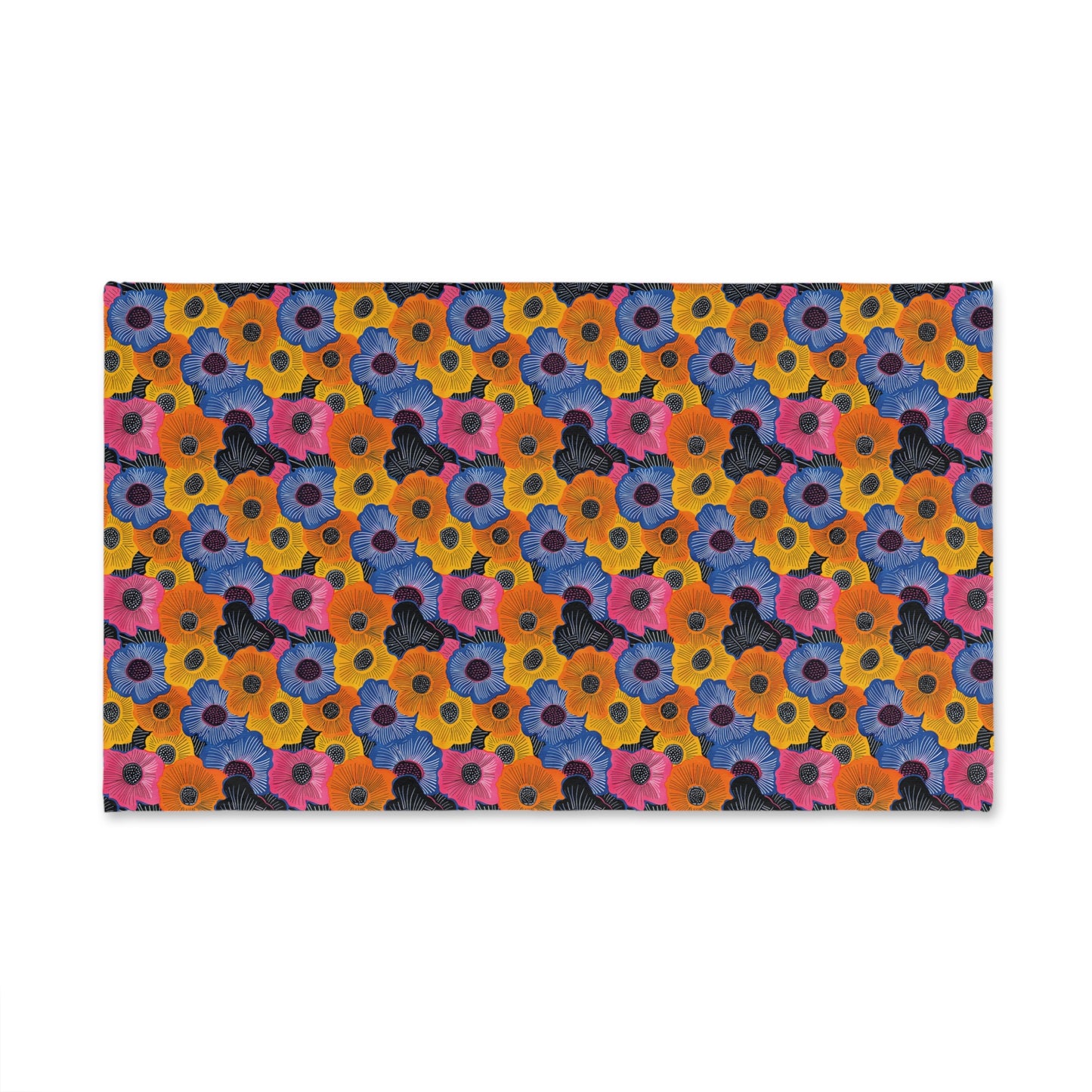 Watercolor floral patterned towels on a white background