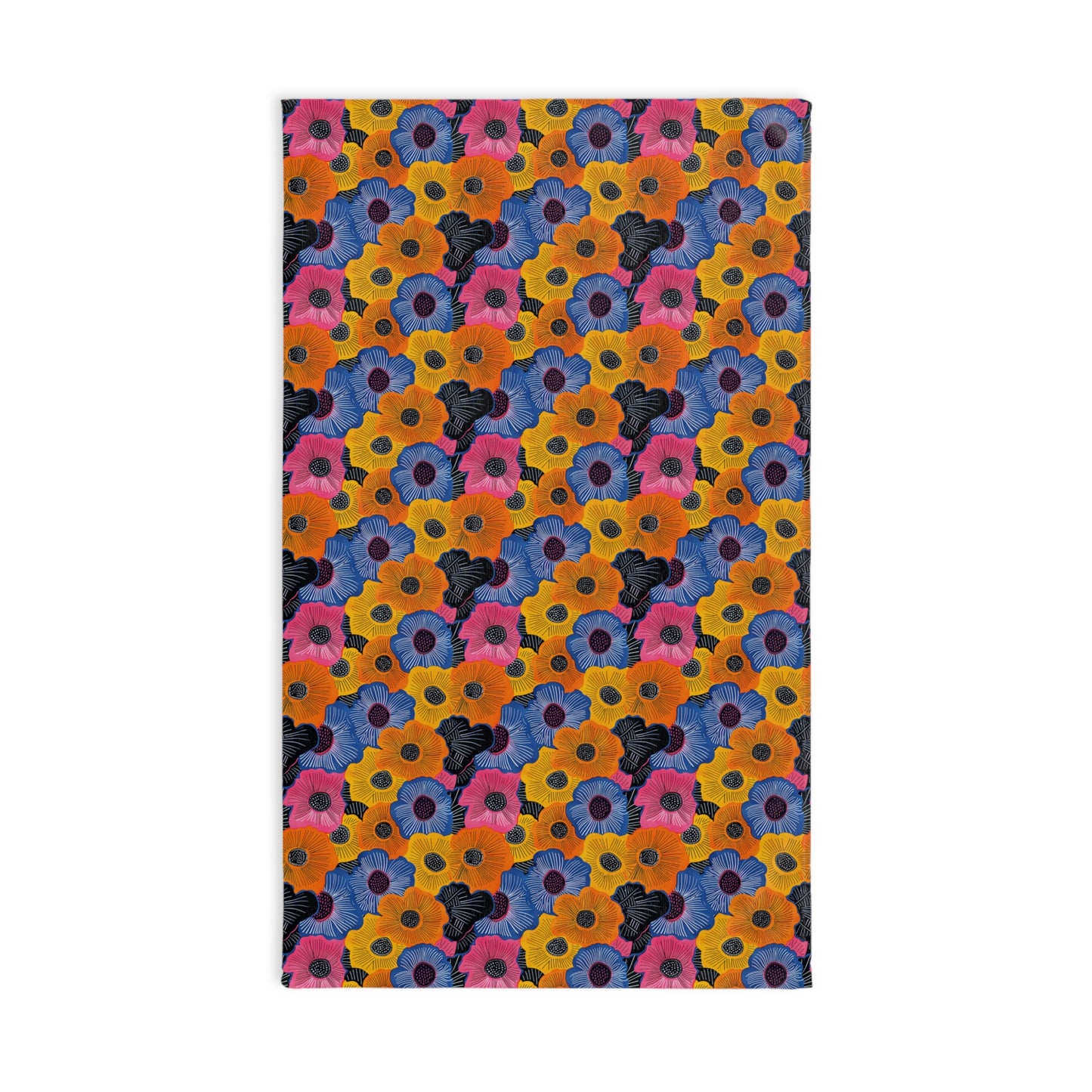 Colorful floral patterned towel on a white background