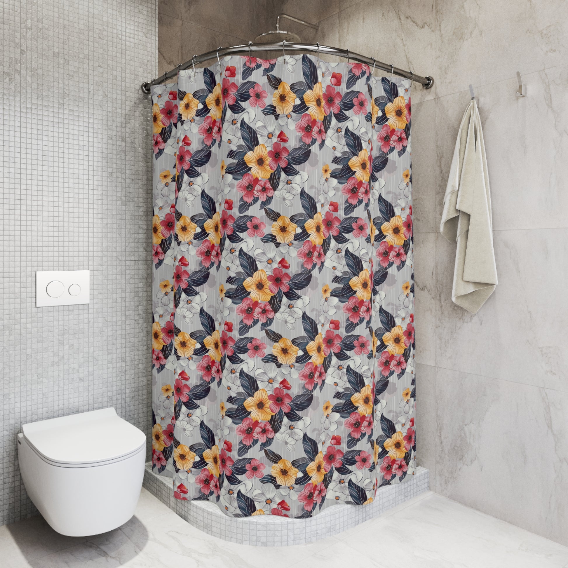 Wax Floral Print Shower Curtain-Sanktuari Decor