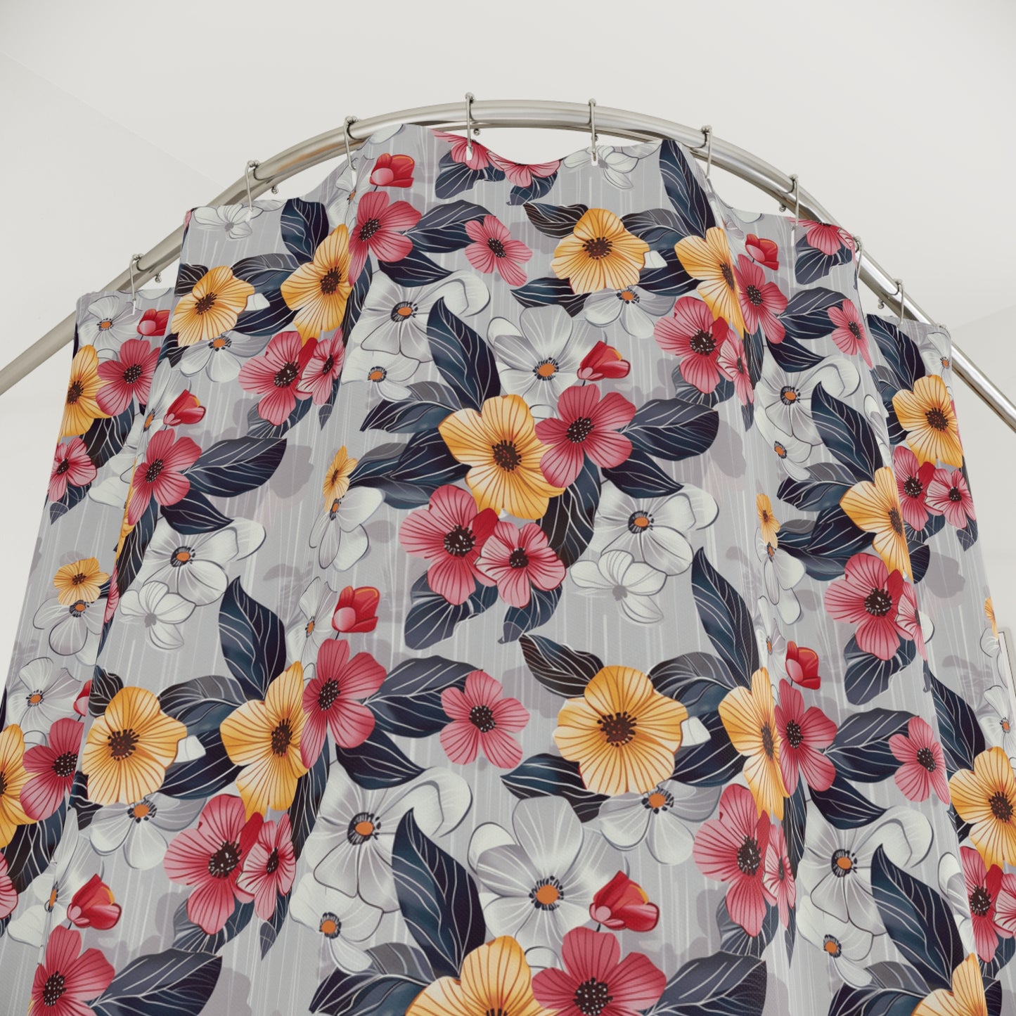 Wax Floral Print Shower Curtain-Sanktuari Decor