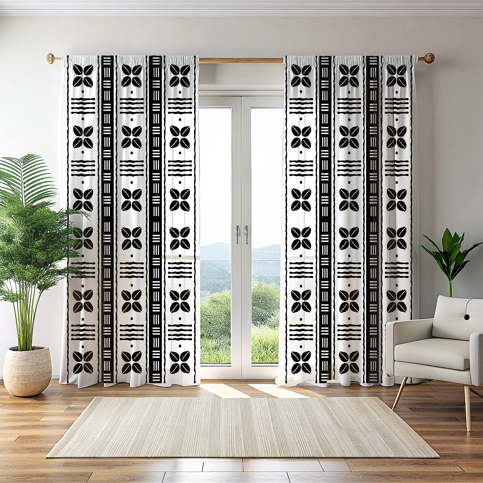 African print window curtains for living room