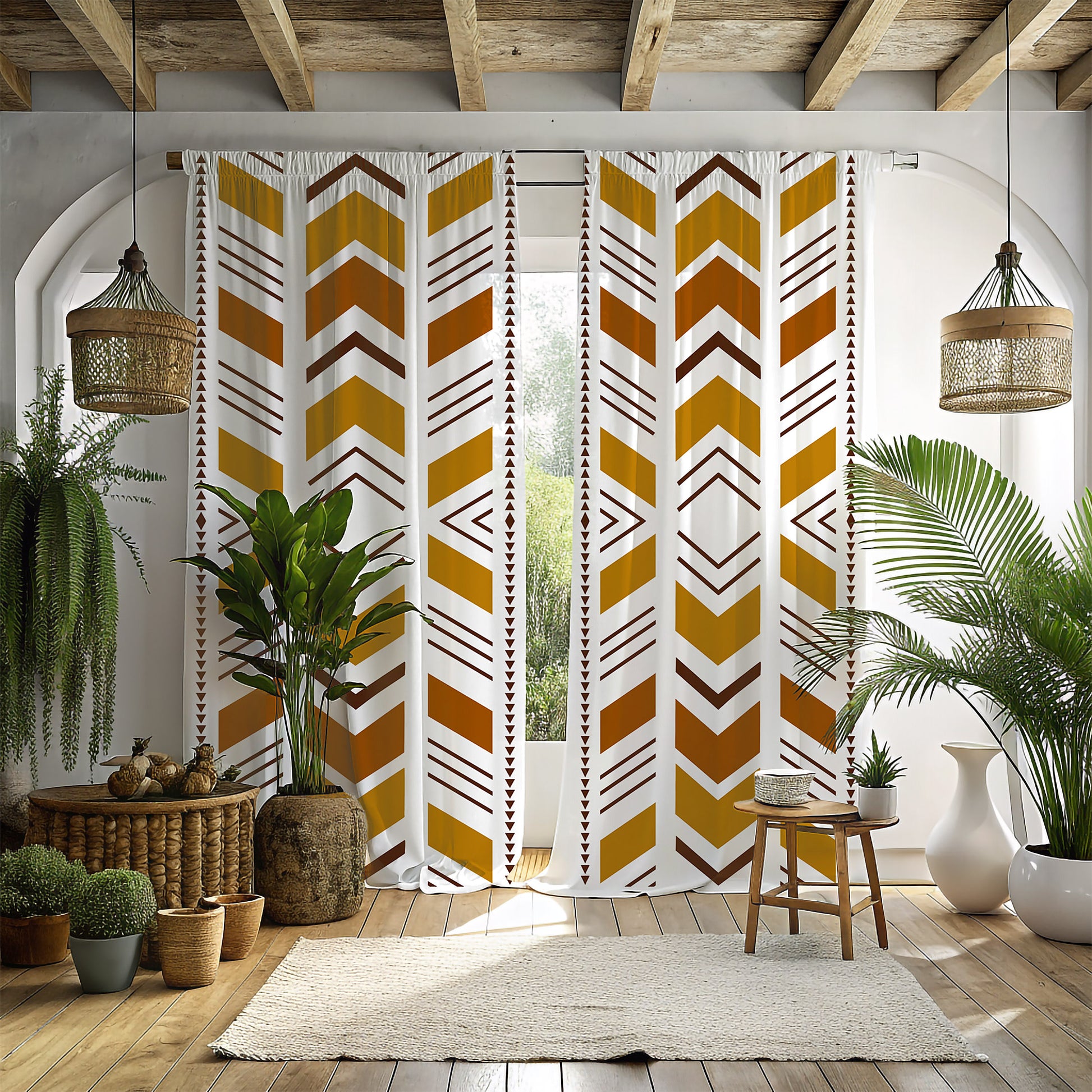 African print window curtains for living room