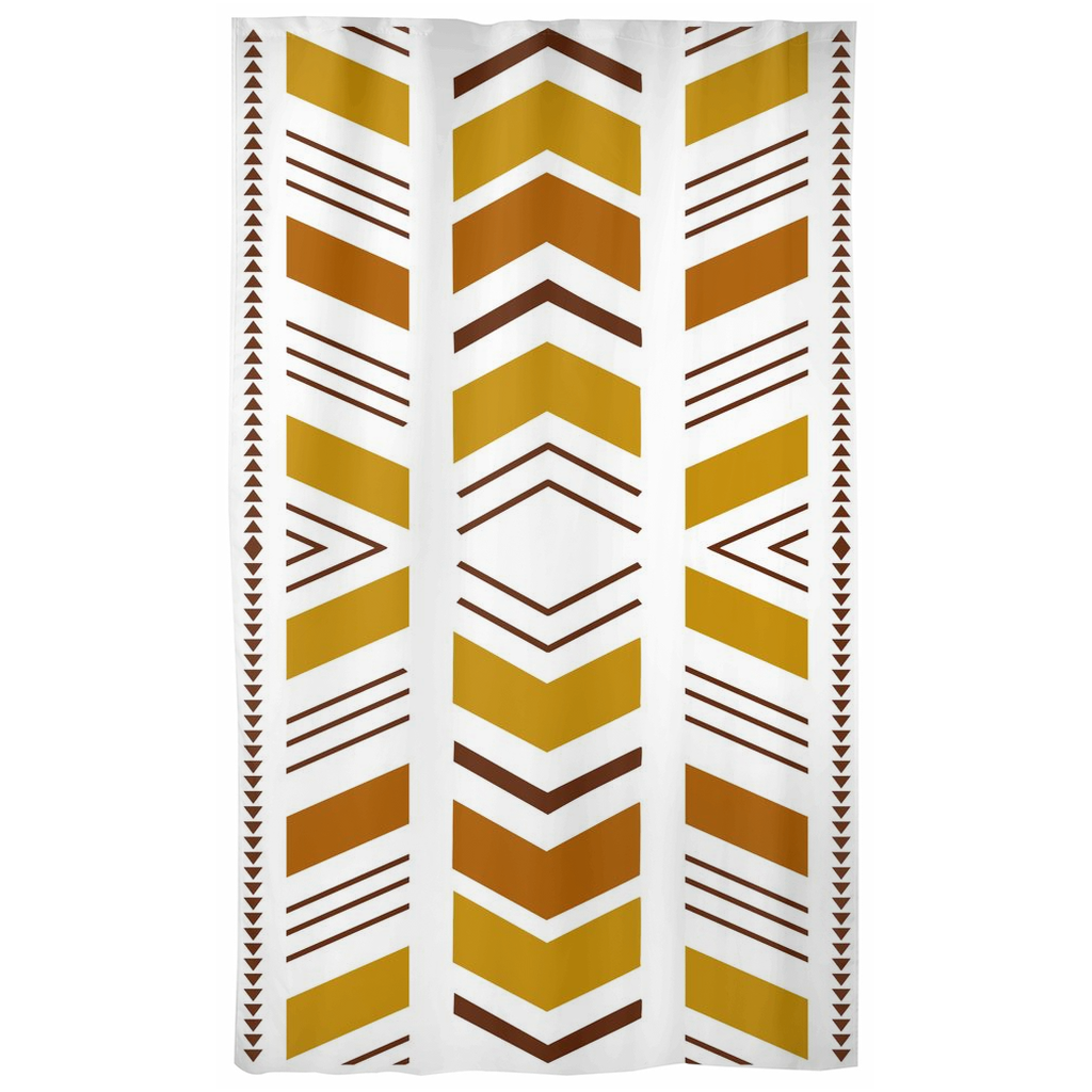 Geometric African window curtain panels