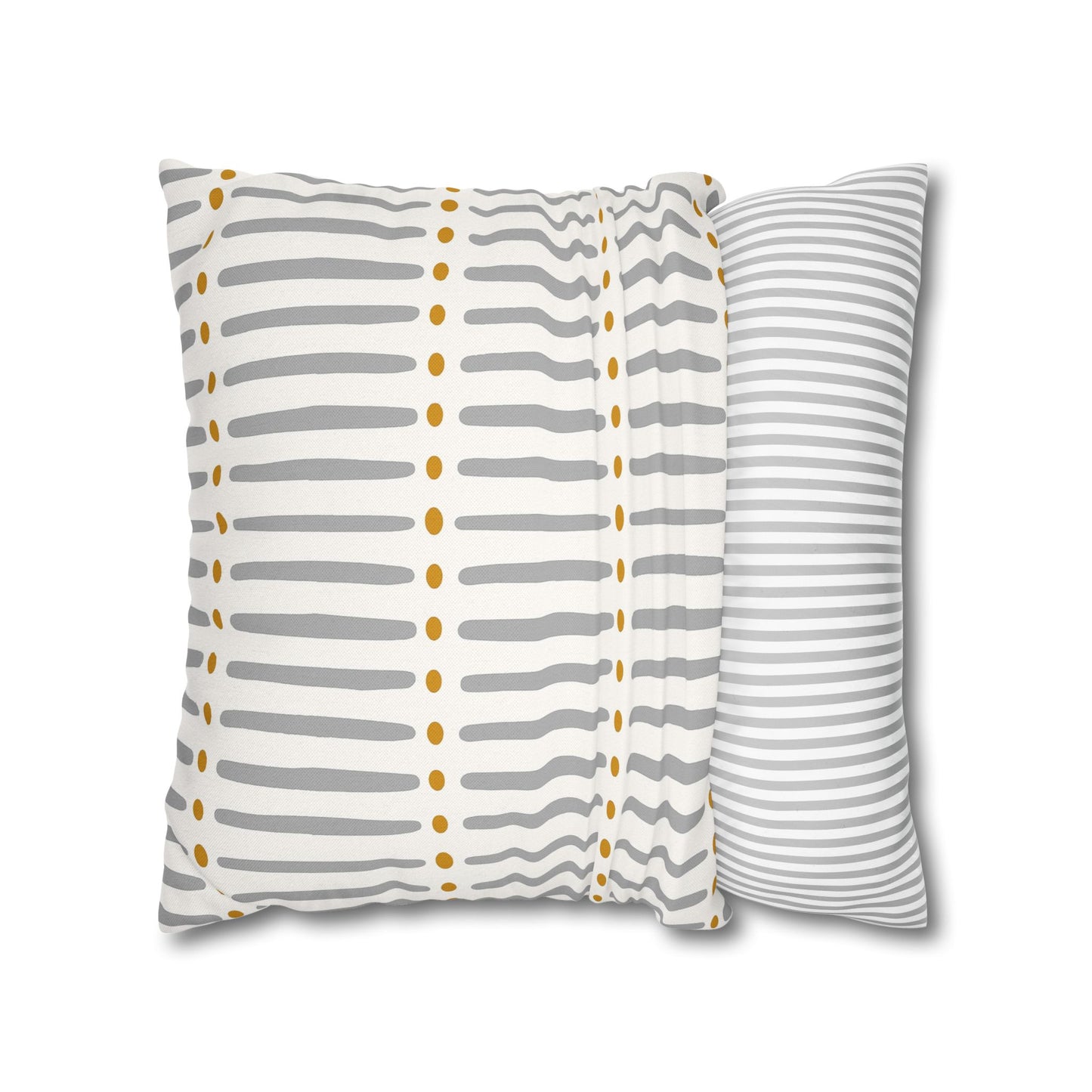 Two patterned pillows on a white background