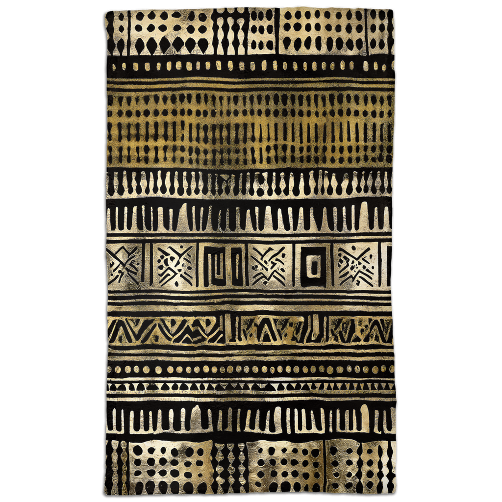 Metallic Gold Mud Cloth Print Hand Towel